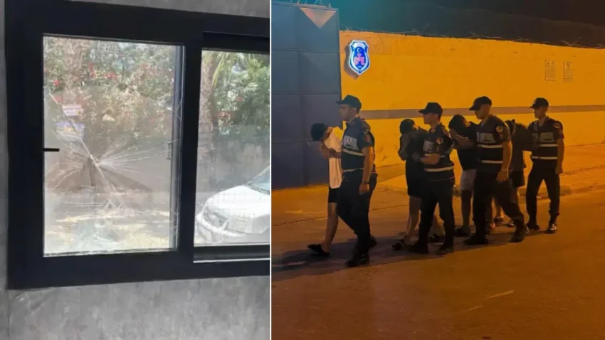Mersinde gbt gerginligi polis merkezinin camini kirdilar 15Md6NYy
